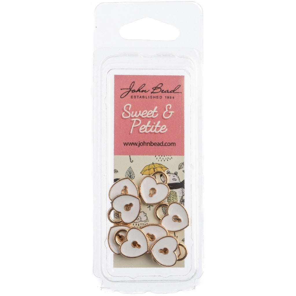 Sweet & Petite Charms -Heart Locket White, 11x13mm 10/Pkg