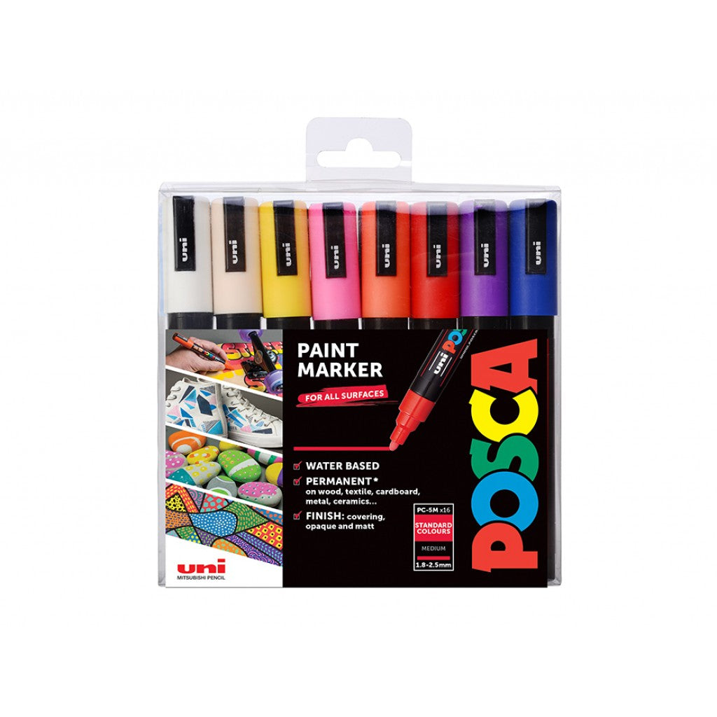 Uni POSCA PC-5M - Medium 1,8-2,5mm - Sett Standard 16stk