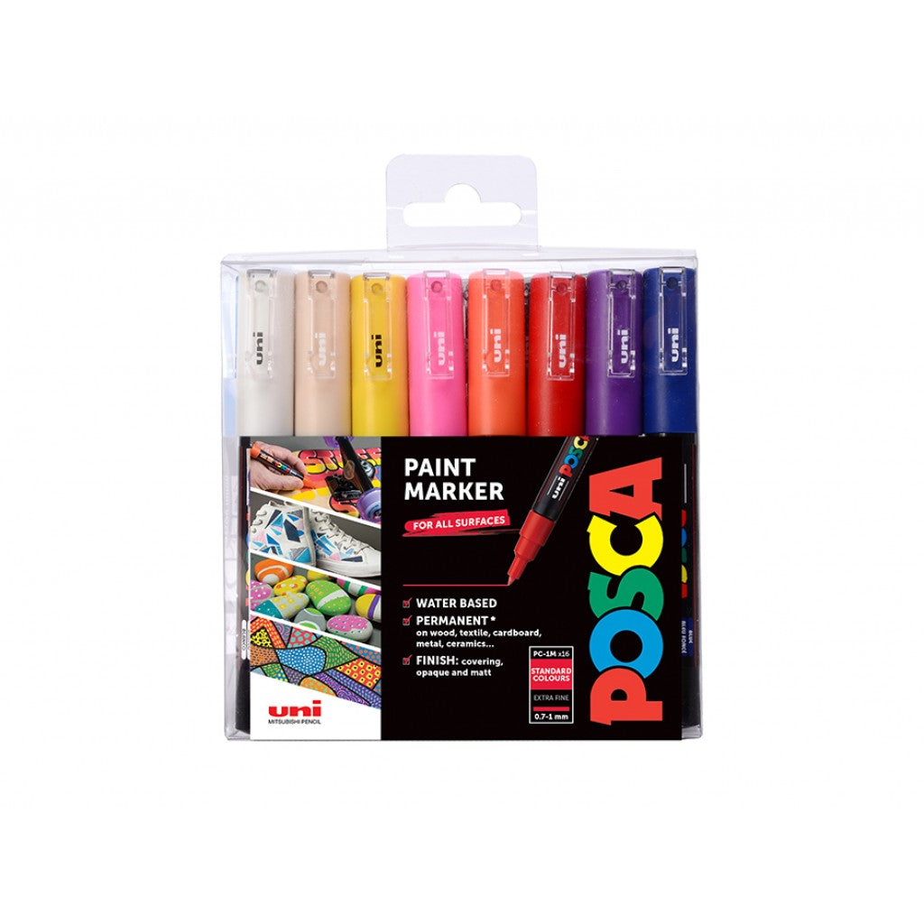 Uni POSCA PC-1M - Extra-Fine 0,7-1mm - Sett Standard 16stk