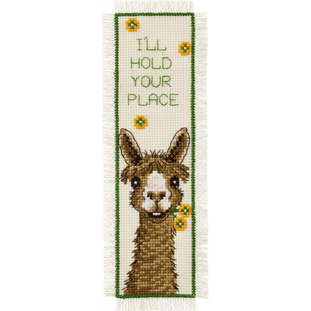Korsstingsbroderi - Bokmerke, I´ll hold your place 7x22cm