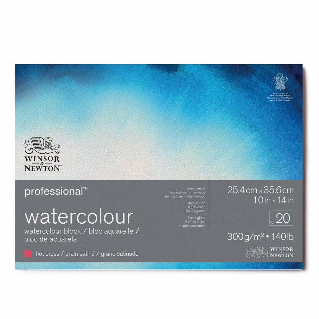 Akvarellblokk Winsor & Newton Premium, 300g - 26x36cm Hot Pressed