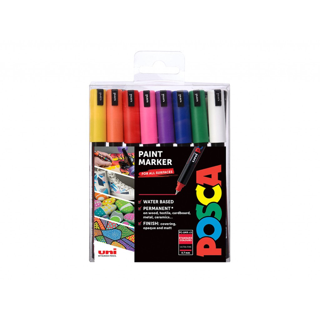Uni POSCA PC-1MR - Ultra-Fine 0,7mm - Sett Standard 16stk