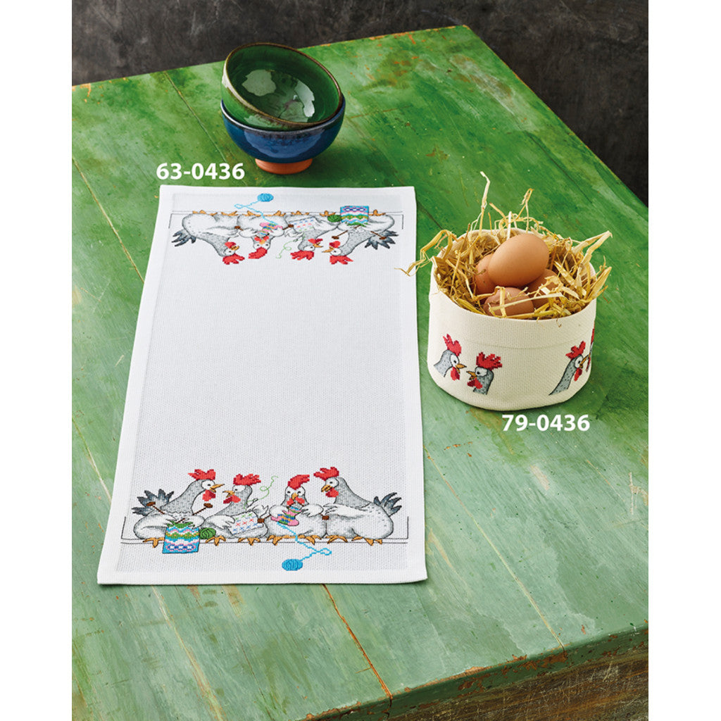 Korsstingsbroderi Løper - Hønsesnakk, 30x75cm