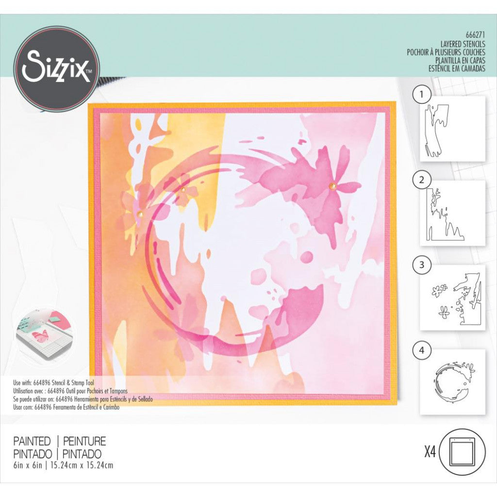 Sizzix Making Tool Layered Stencil 6"X6" - Painted