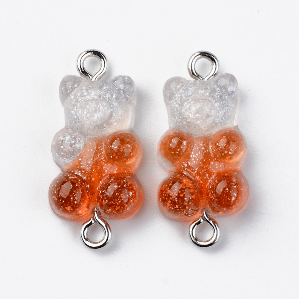 Gummy Bear Resin-Mellomledd, 25mm, 6stk - Glitter Cola to Transparent