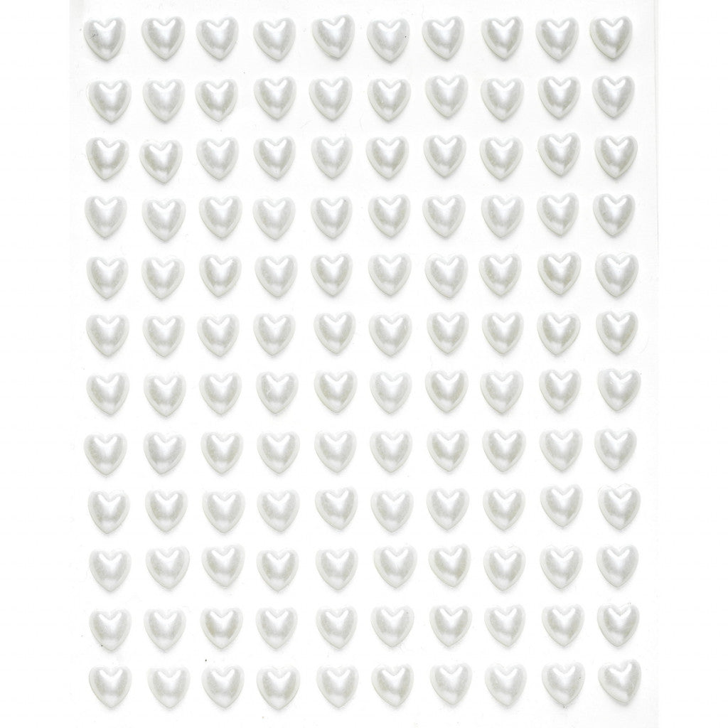 Perleklistremerker Hjerter Hvi