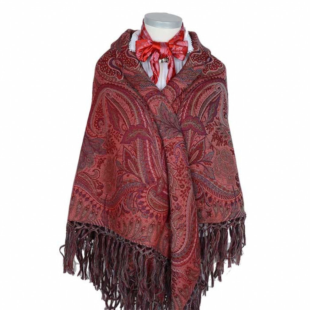 Wienersjal Frynset 140 x 140cm - Dyp Rød 095