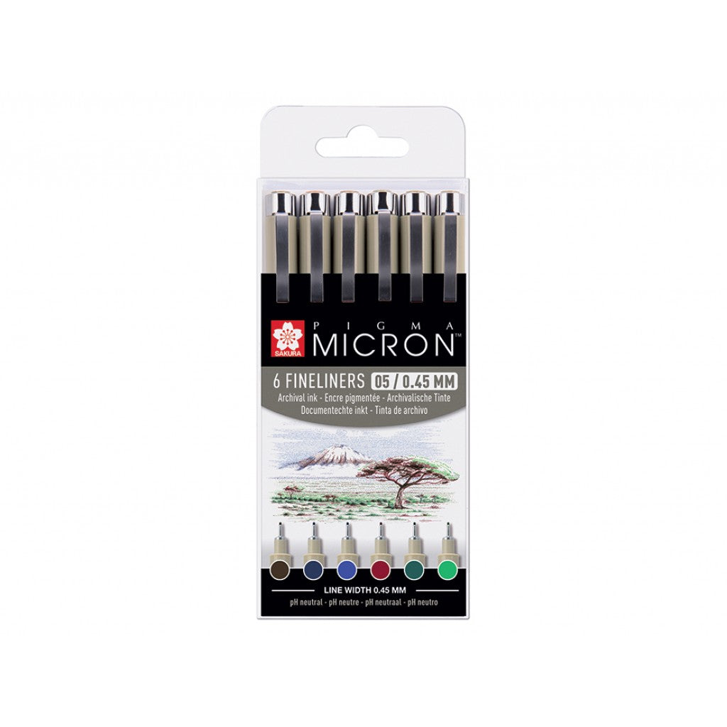 Sakura Pigma Micron 05 - Earth Set 6 stk