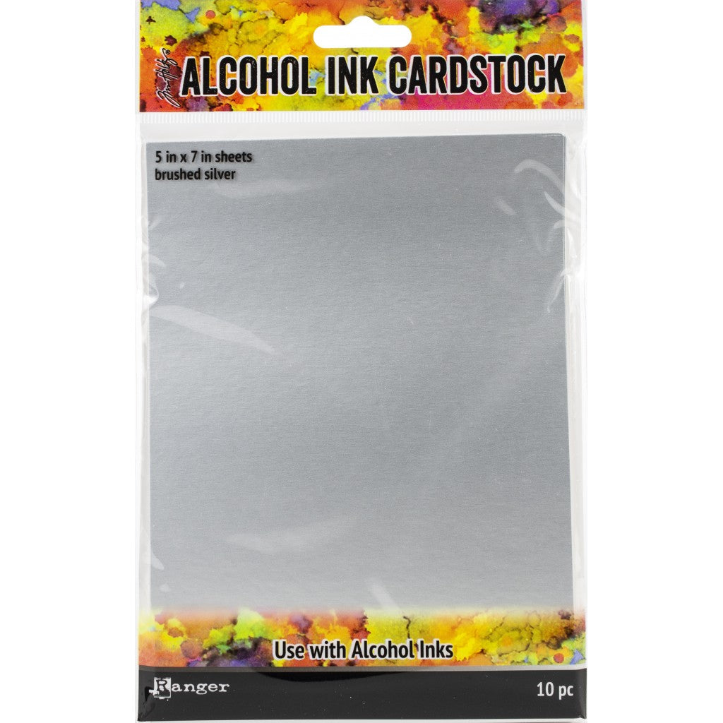 Tim Holtz - Alcohol Ink Cardstock Brushed Silver - 10ark 5"X7" (12,5x17,5cm)