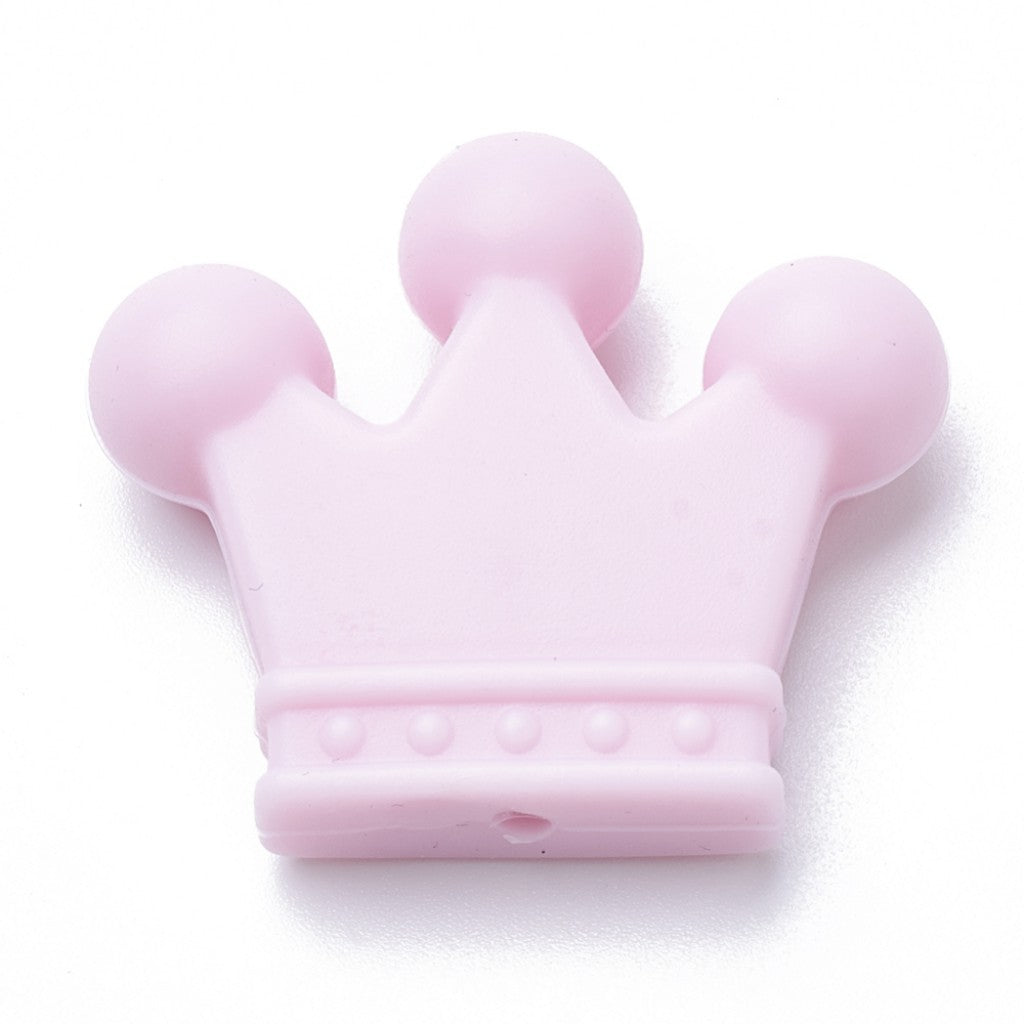 Perle i Silikon av Matkvalitet, 35 x 30mm - Crown, Pink