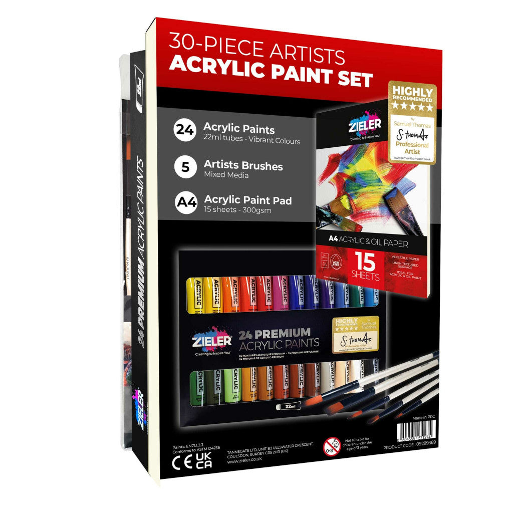 Zieler Malesett - Acrylic Paint Set, 30 deler