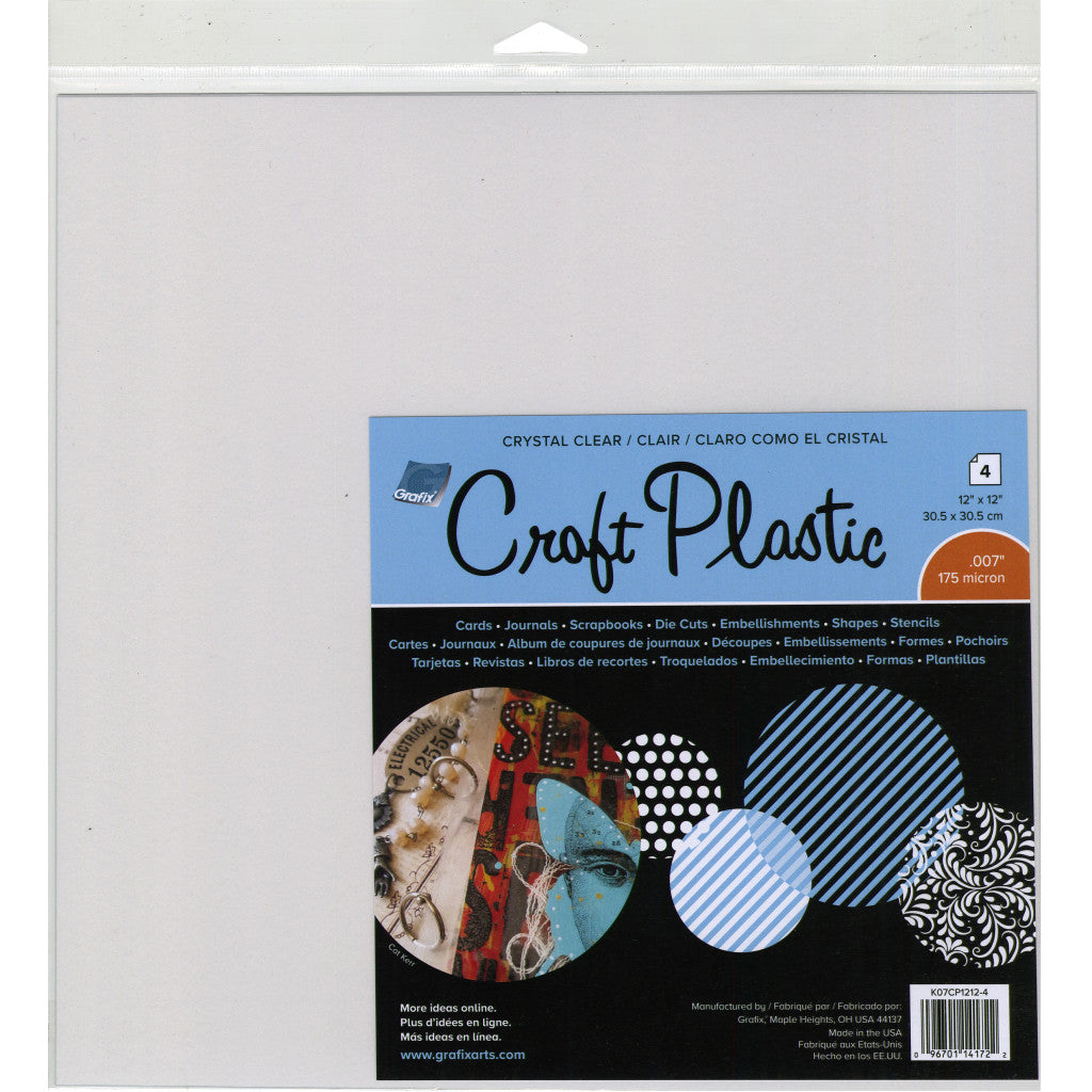 Grafix - Craft Plastic Sheets 30x30ark 4ark - Clear 175 micron