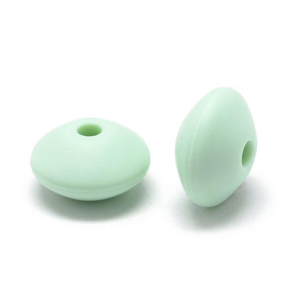 Perle i Silikon av Matkvalitet, 12mm - Abacus, Pale Turquoise