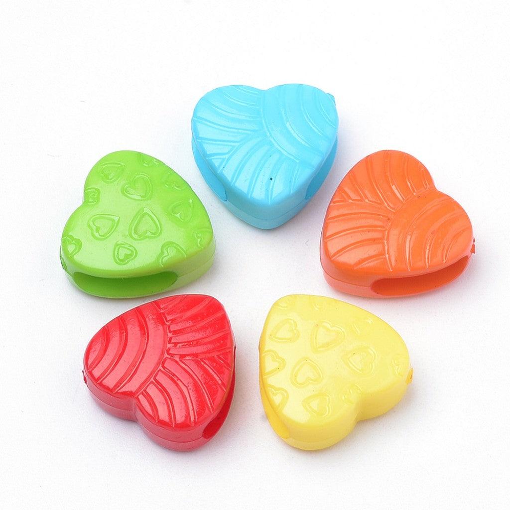 Akrylperler Hjerter, 16mm 40g - Fargemix - HobbyHimmelen