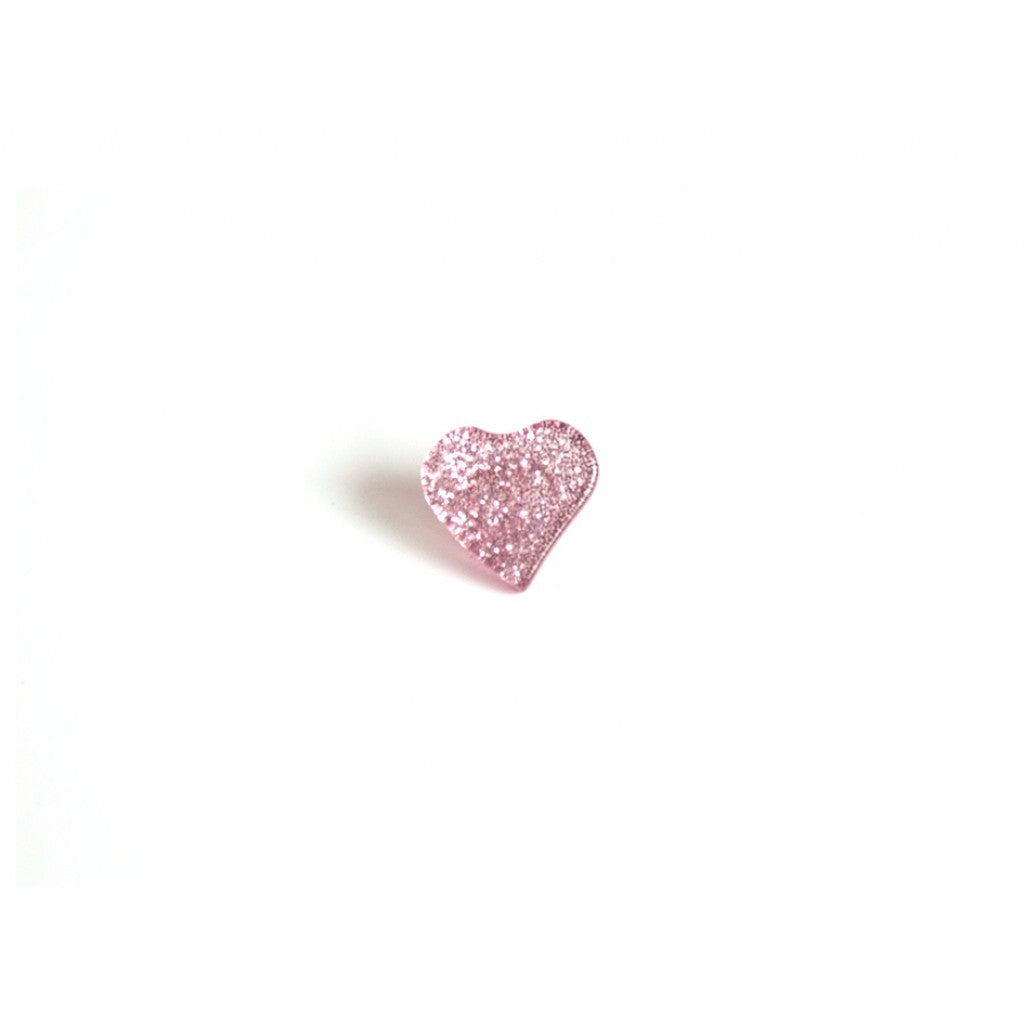 Knapp Hjerte glitter - 11mm - Rosa