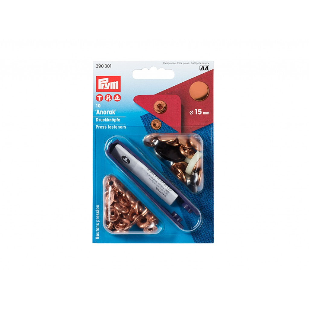 Prym Trykknapper Anorak 15mm 10stk - Sølv