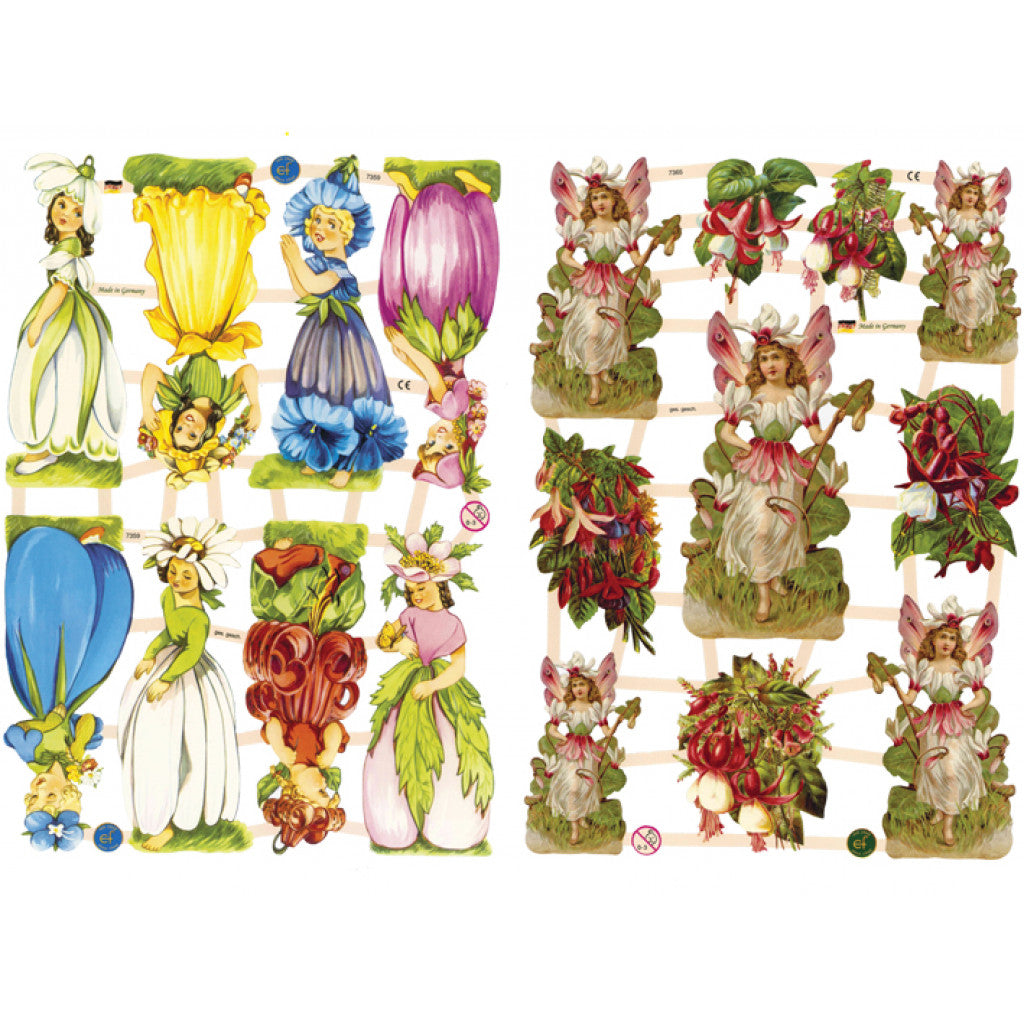 Glansbilder - Blomsterpiker - 2ark