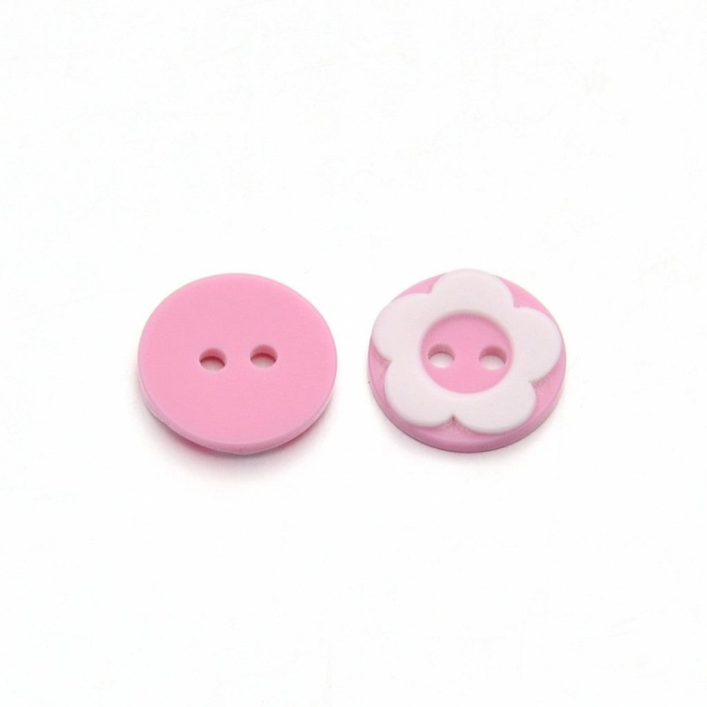 Knapp i Epoxy, 13mm - Blomst Pink