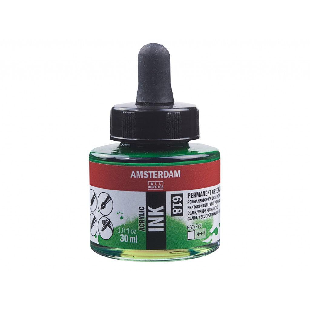 Amsterdam Ink 30ml - 618 Permament Green Light - HobbyHimmelen