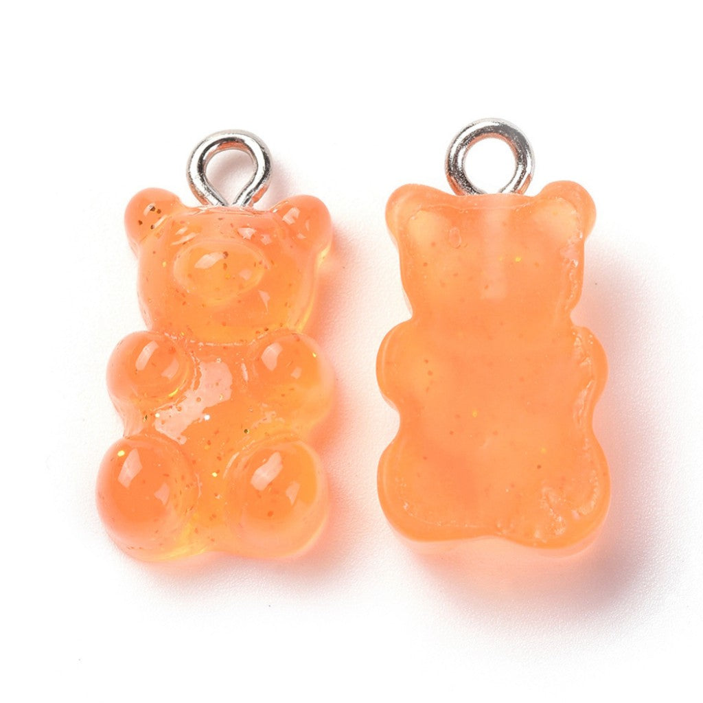 Gummy Bear Resin-Anheng, 20mm, 8stk - Glitter Sandbrun