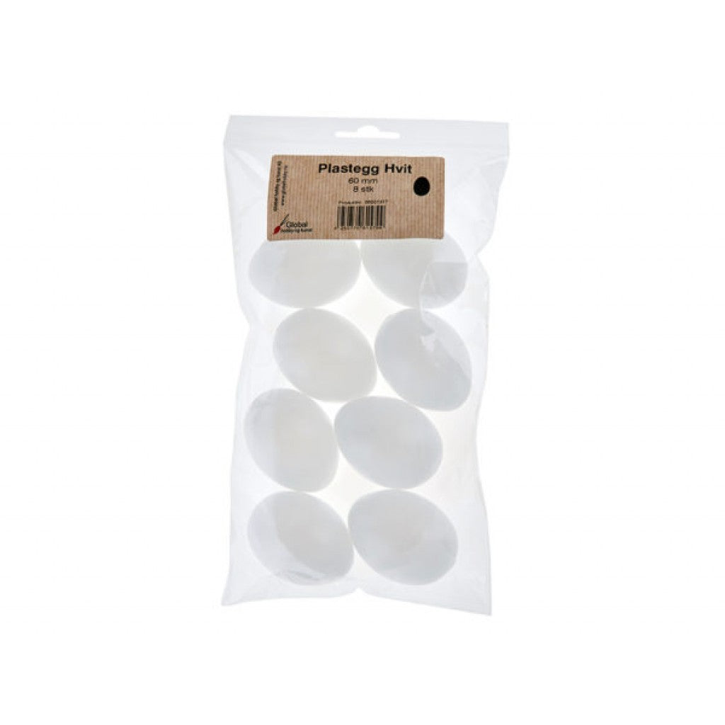 Plastegg, 8stk Hvit - 60mm