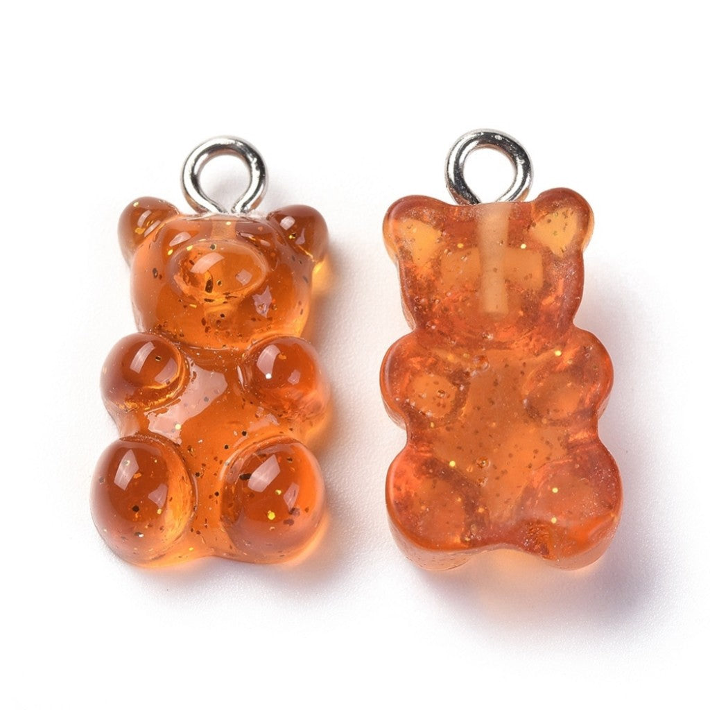 Gummy Bear Resin-Anheng, 20mm, 8stk - Glitter Sienna
