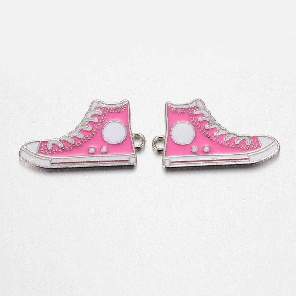 Charm Emalje Basketsko, 30x17mm, 2stk - Pink - HobbyHimmelen