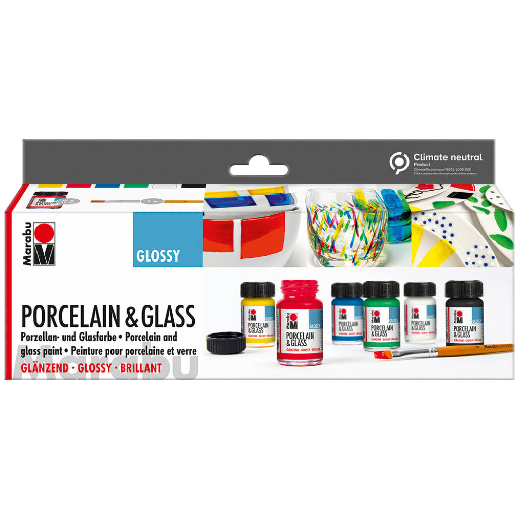Marabu Porcelain & Glass - Starter Sett 6x15ml - Blank