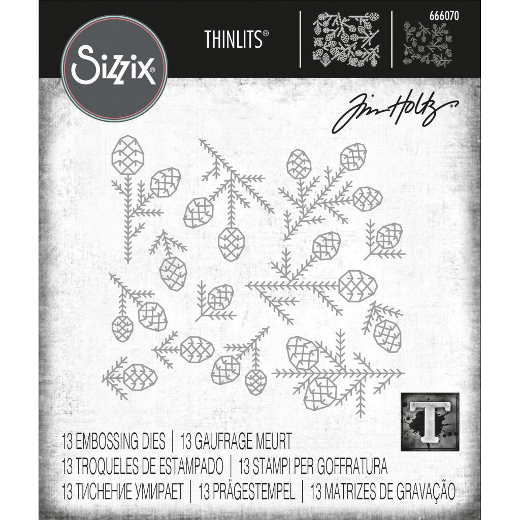 Sizzix Thinlits Dies By Tim Holtz 13stk - Pine Patterns