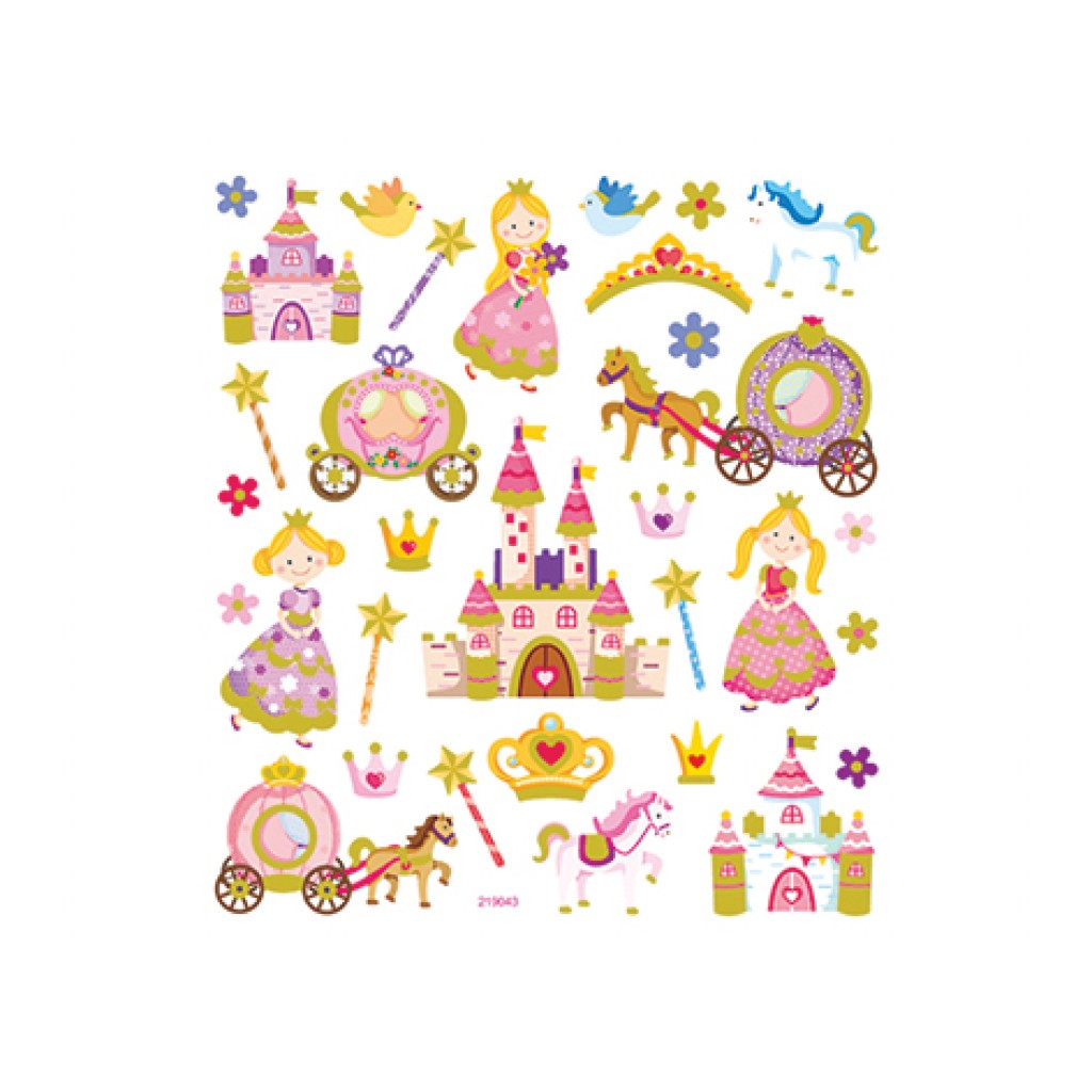 Klistremerker - Prinsesser m/glitter