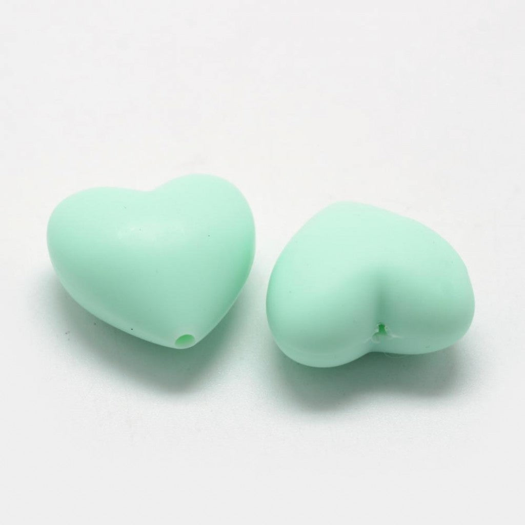 Perle i Silikon av Matkvalitet, 20mm - Heart, Pale Green