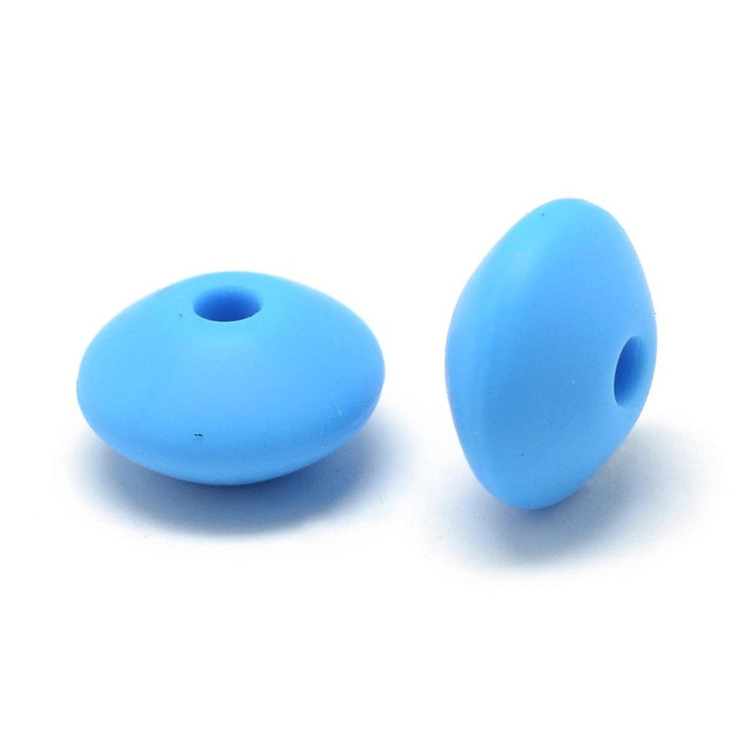 Perle i Silikon av Matkvalitet, 12mm - Abacus, Deep Sky Blue