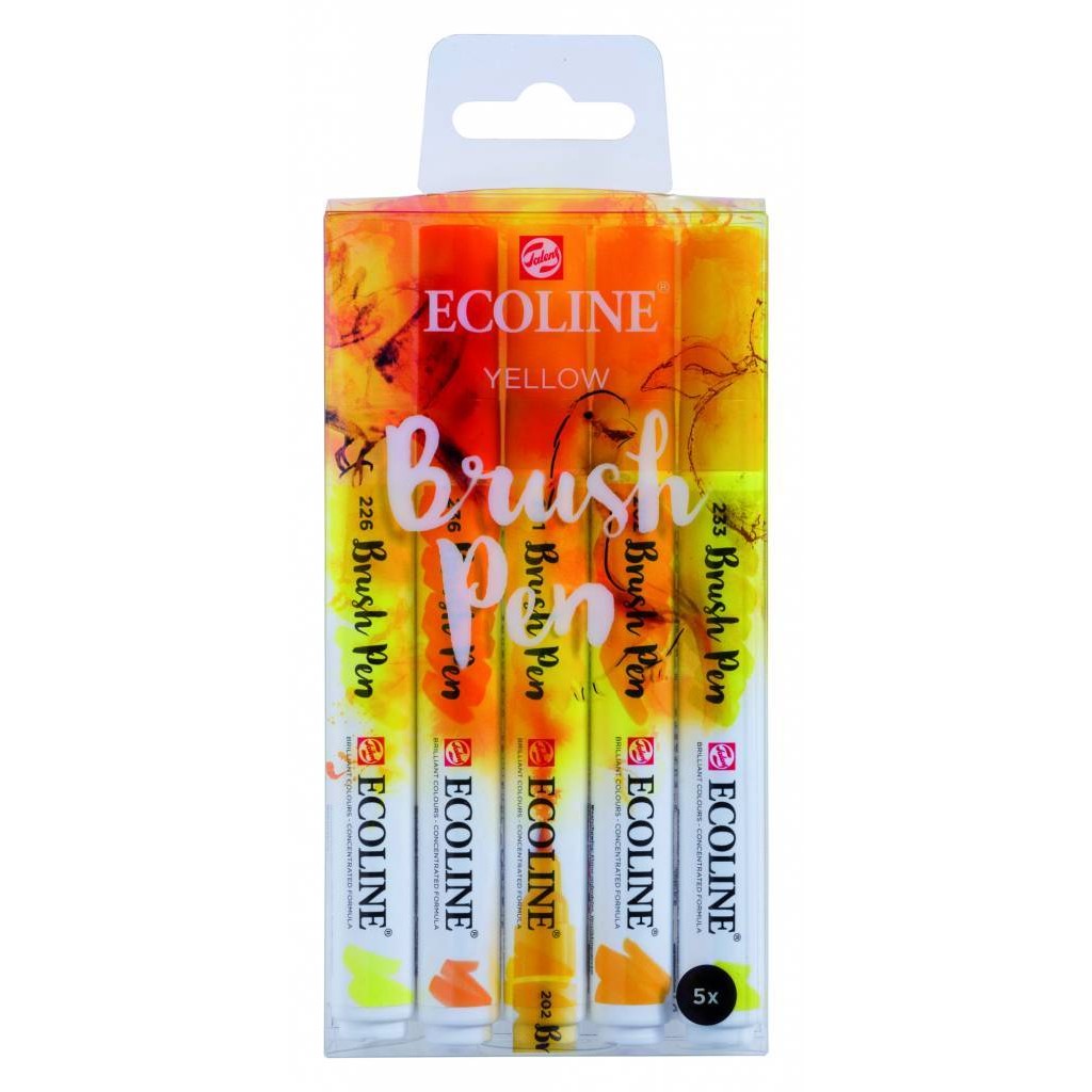Talens Ecoline Brush Pen - Yellow Set 5 farger