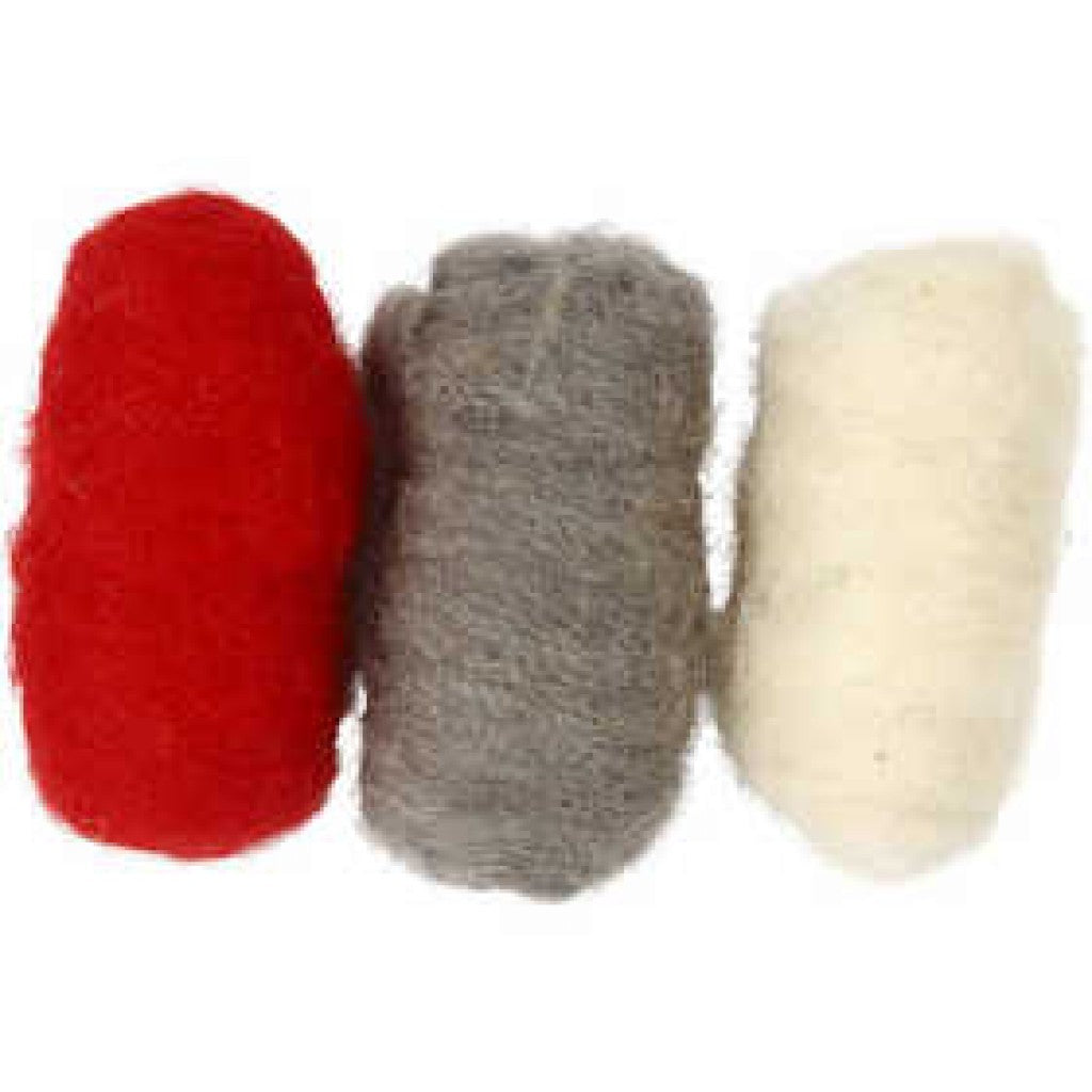 Kardet ull, rød/hvit harmoni, 3x10g