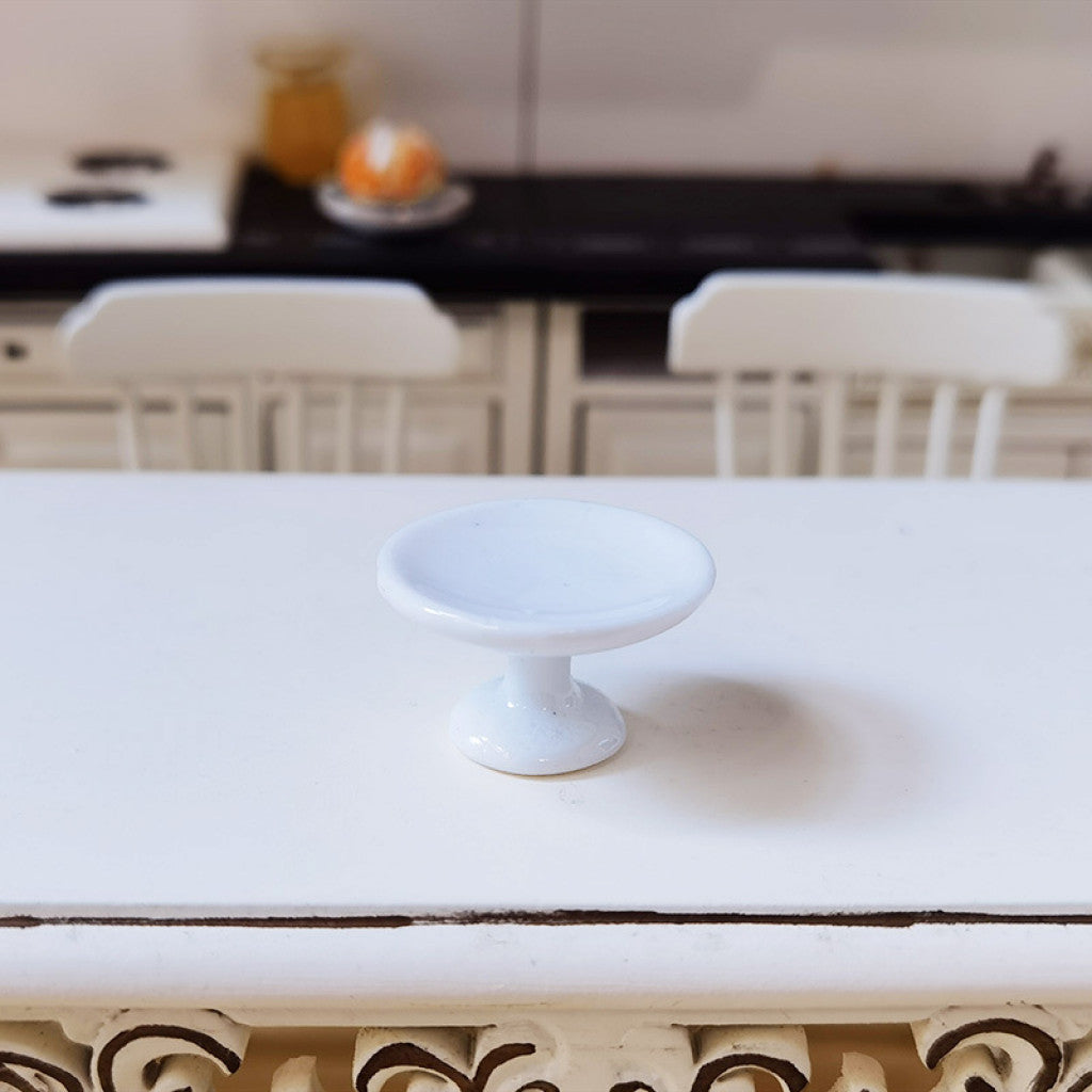 #1 Miniatyr 25x15mm - Kakefat i Porselen, Hvit