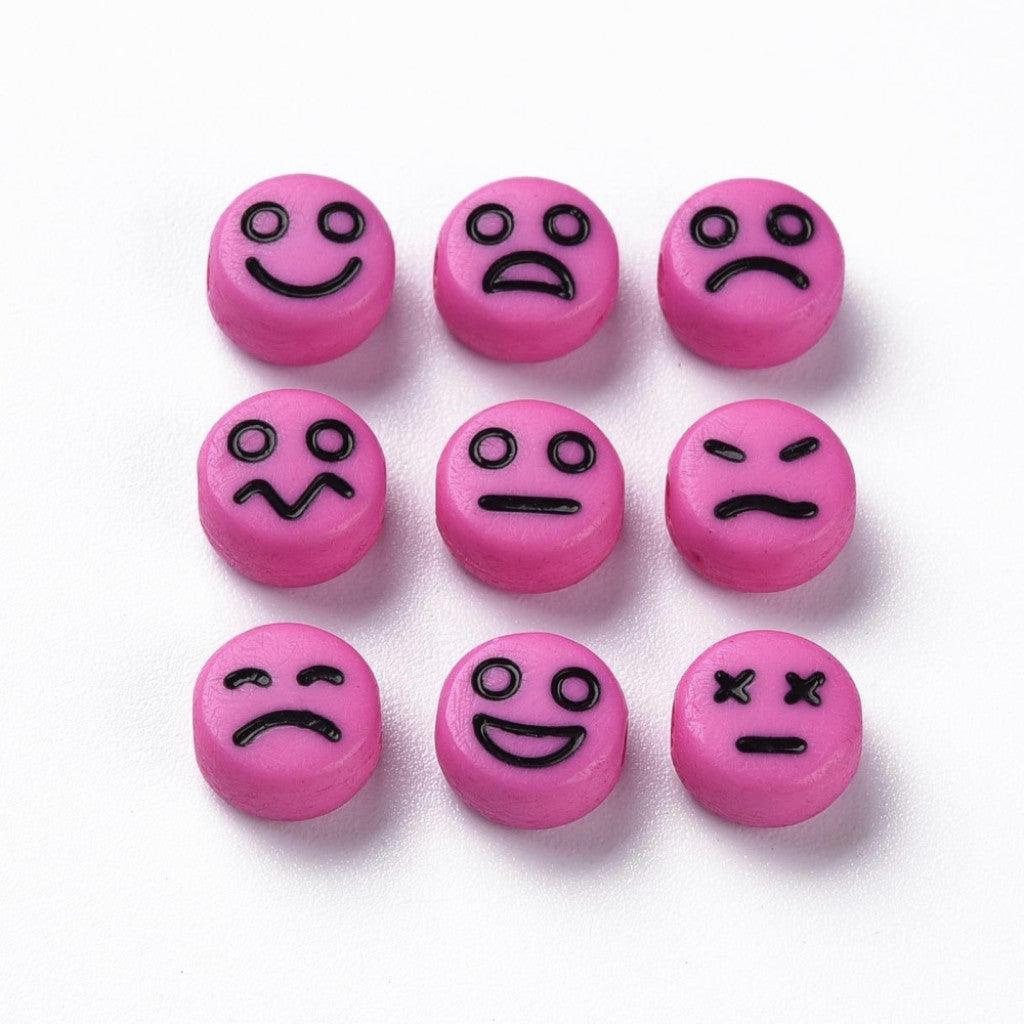 Akrylperler Rund Flat, 7mm 25g - Expression Hot Pink - HobbyHimmelen