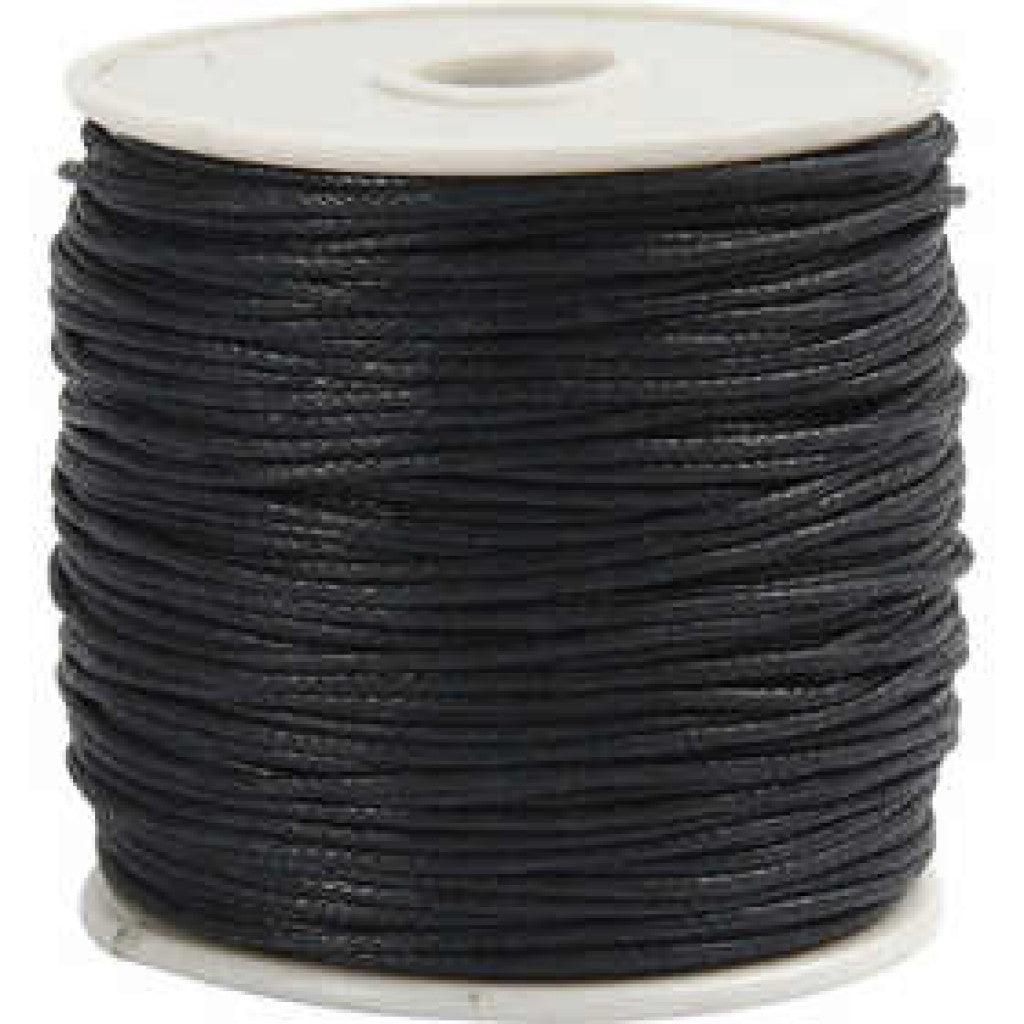 Bomullssnor, tykkelse 1 mm, svart, 40m - HobbyHimmelen