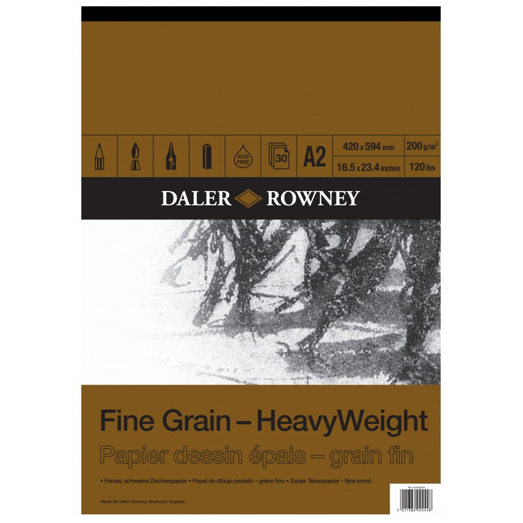 Daler Rowney - Tegneblokk Fine Grain Heavy Weight, 30ark, 200g, A2
