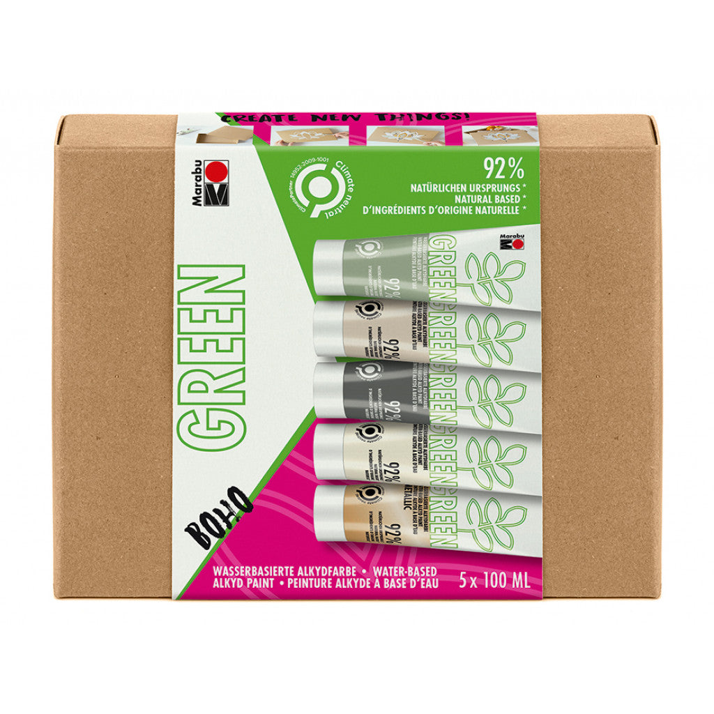 Vegansk Maling, Marabu Green Alkydmaling Sett 5x100ml - Boho