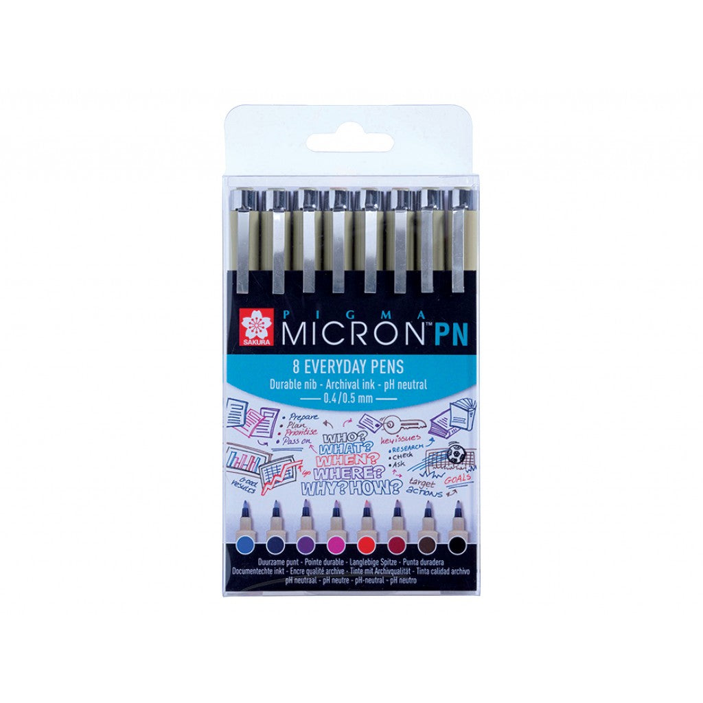Sakura Pigma Micron PN - Sett med 8 farger