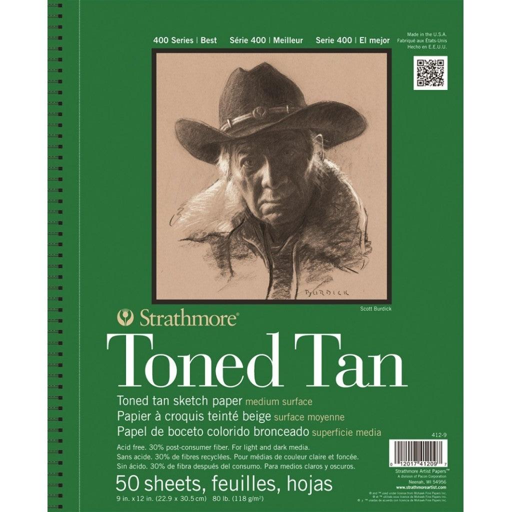 Strathmore 400 - Toned Tan Sketch Spiral Paper Pad 9"X12" (22,9x30,5cm) - 50ark