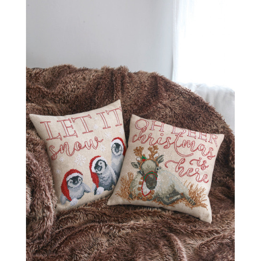 Korsstingsbroderi Pute - Oh Deer, 40x40cm