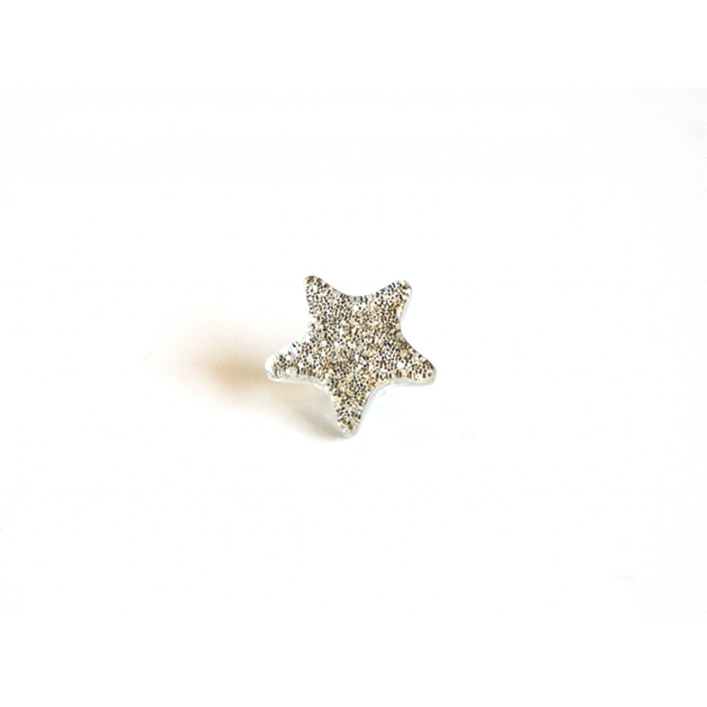 Knapp Stjerne glitter - 11mm - Sølv