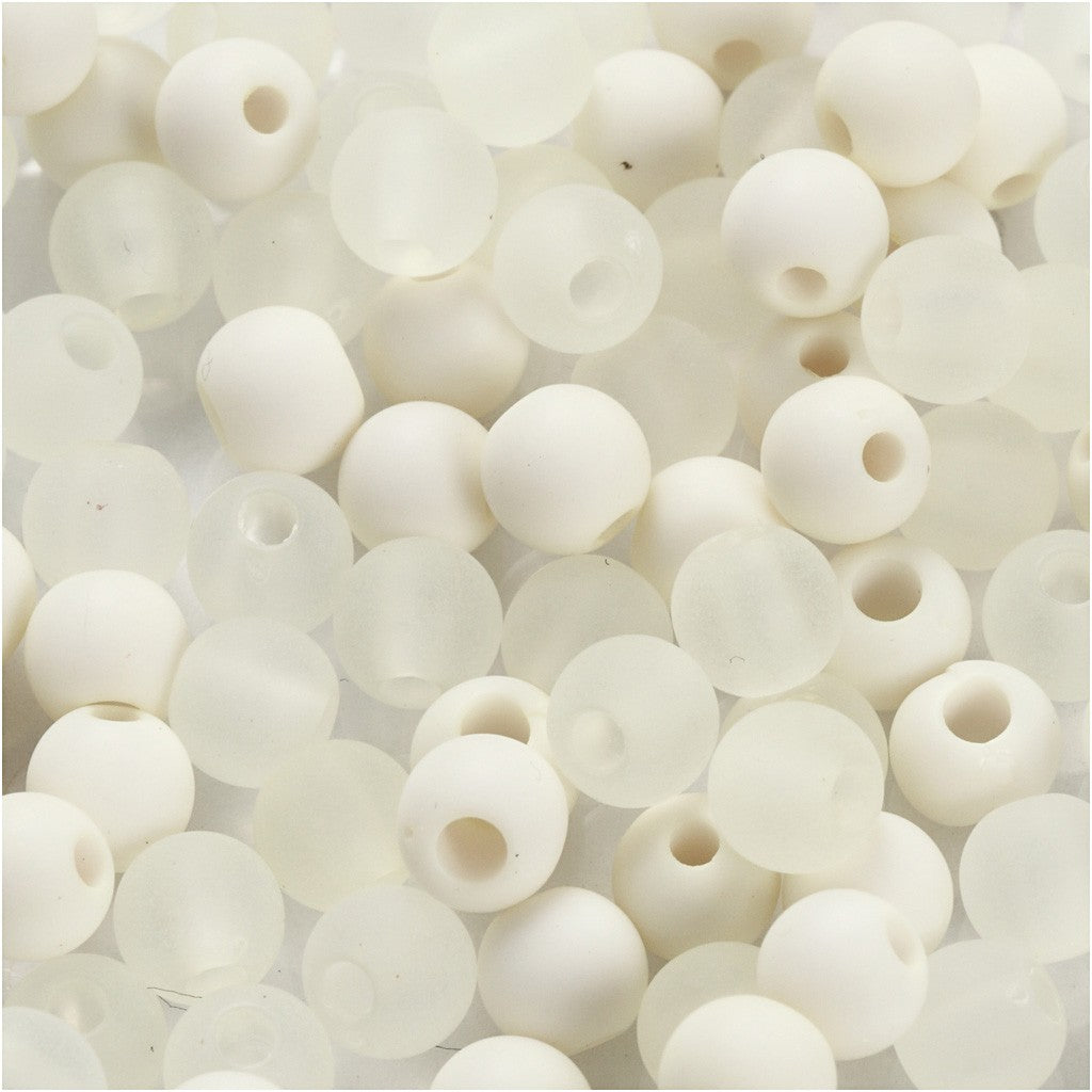Plastperler, creme, 6 mm, 2 mm, 40 g, 1 pk.