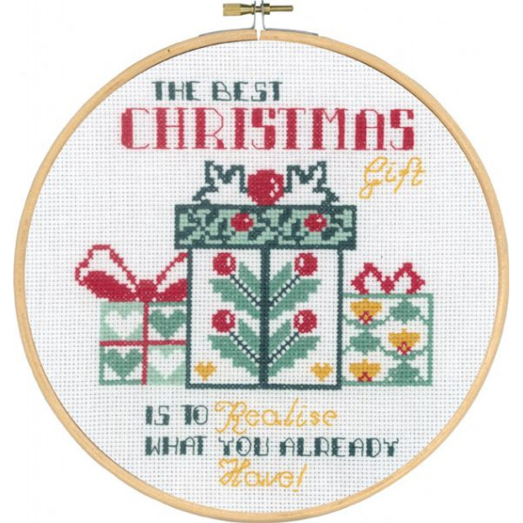 Korsstingsbroderi med Ramme - The best Christmas, 20cm, 5,4tr/cm