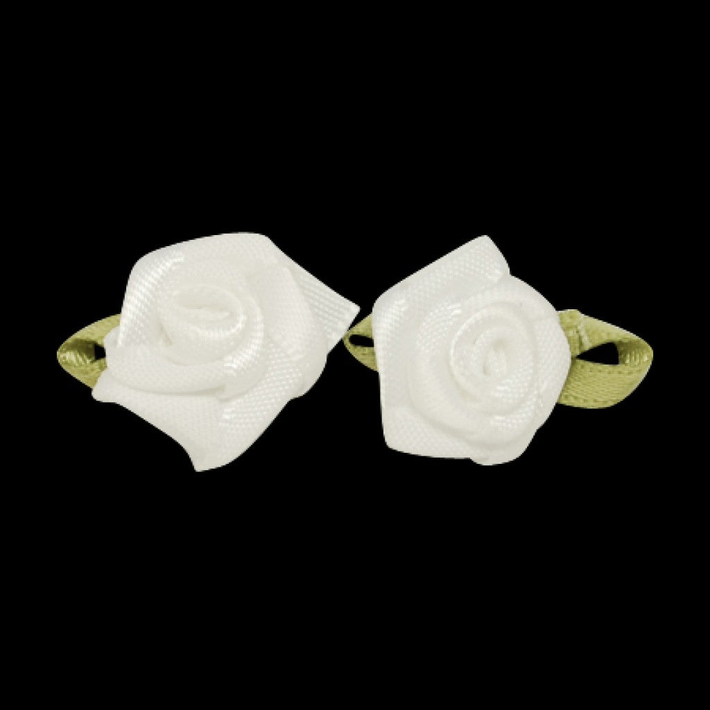 Håndlaget Satengrose, 15mm - White