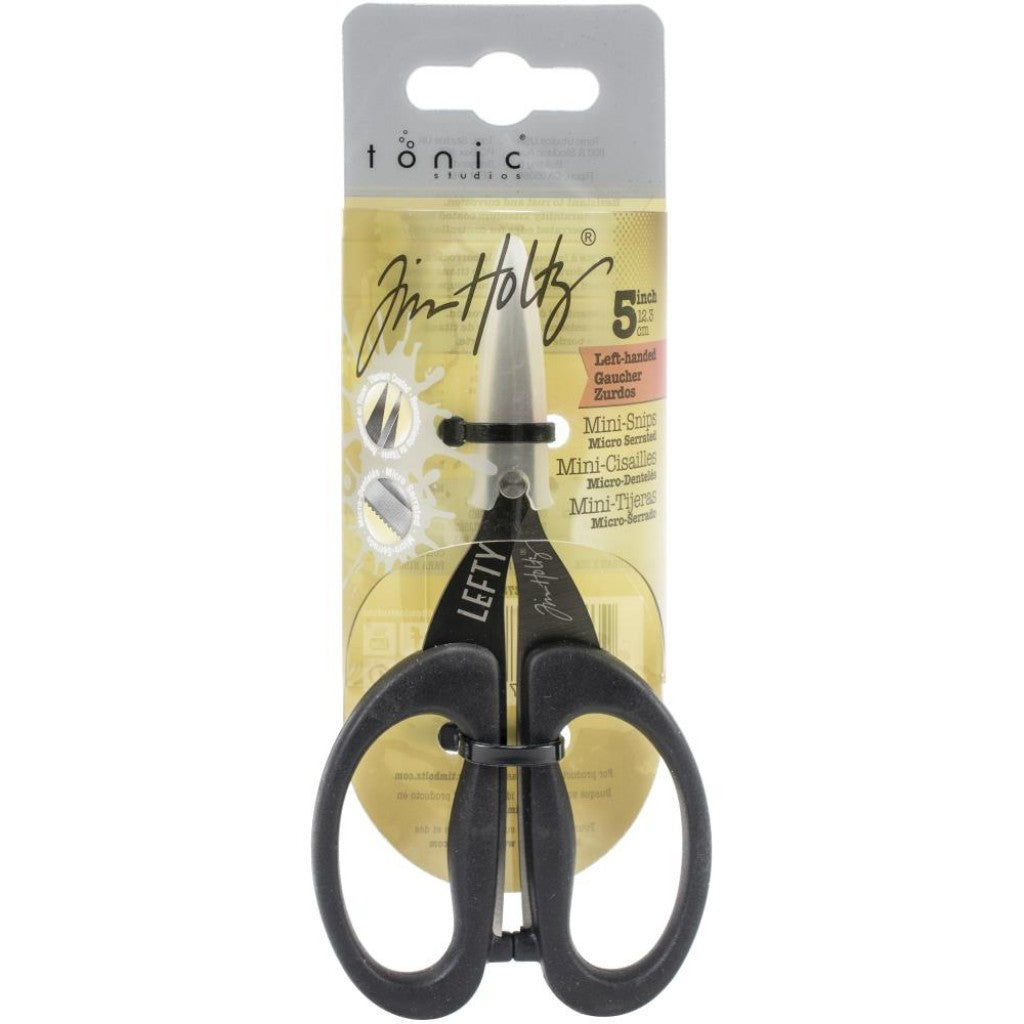 Tim Holtz Non-Stick Titanium Micro Serrated Mini Snips 5" - Venstrehendt