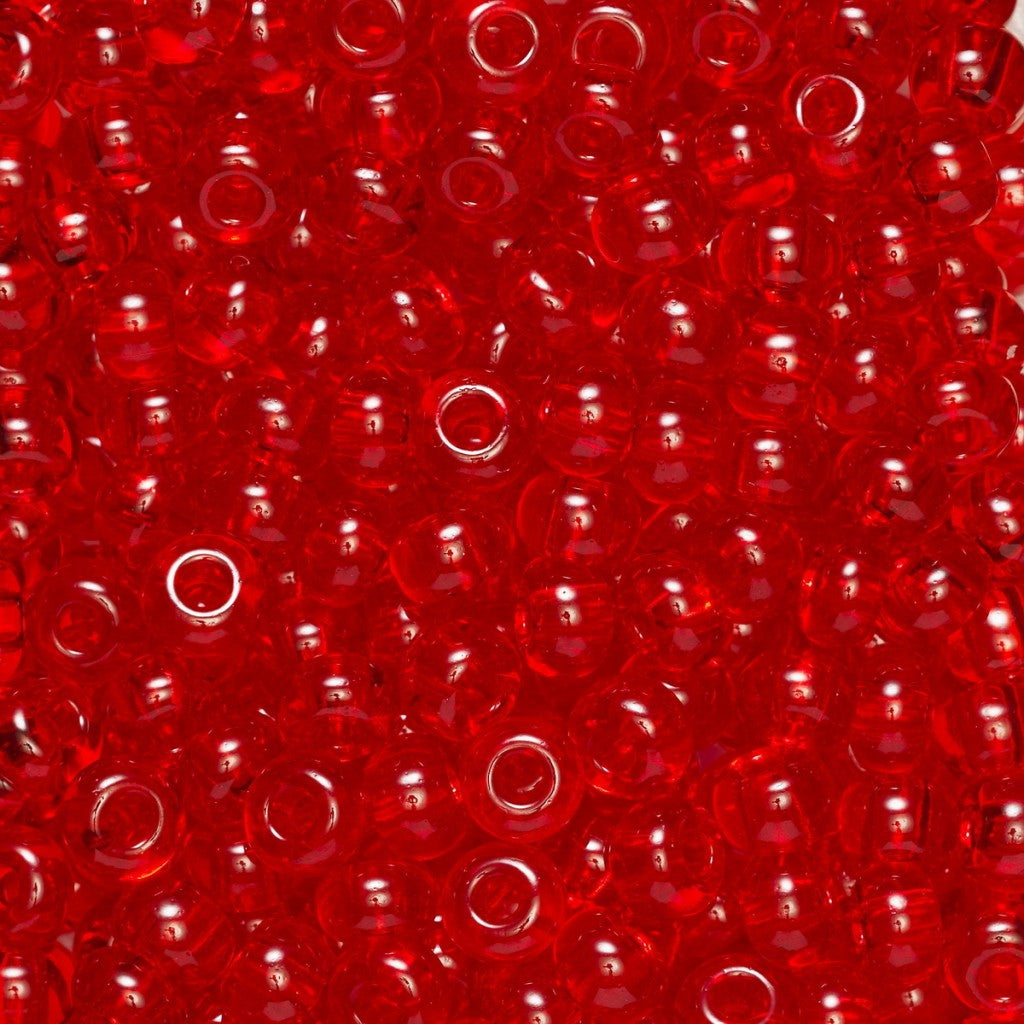 Rocaillesperle 6/0 - Transparent Rød