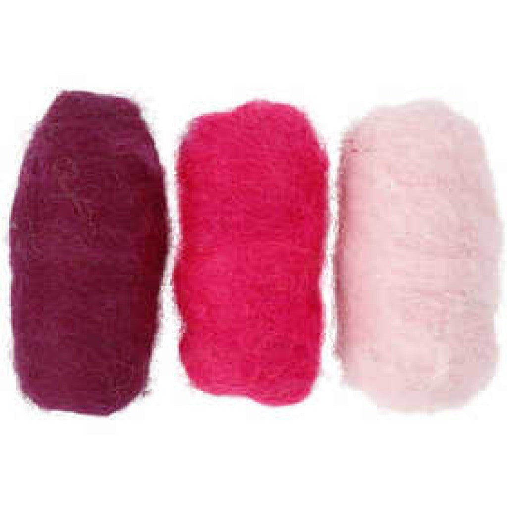 Kardet ull, lilla/pink harmoni, 3x10g