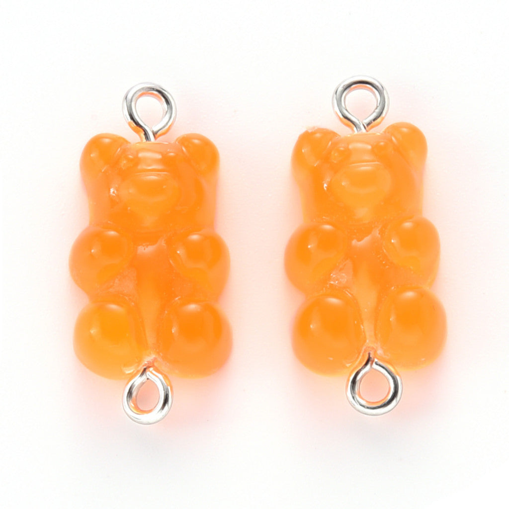 Gummy Bear Resin-Mellomledd, 25mm, 6stk - Moody Orange